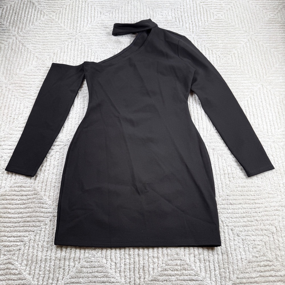 Lovers + Friends Mini Dress Women's S Black Asymmetrical One Shoulder Edgy LBD
